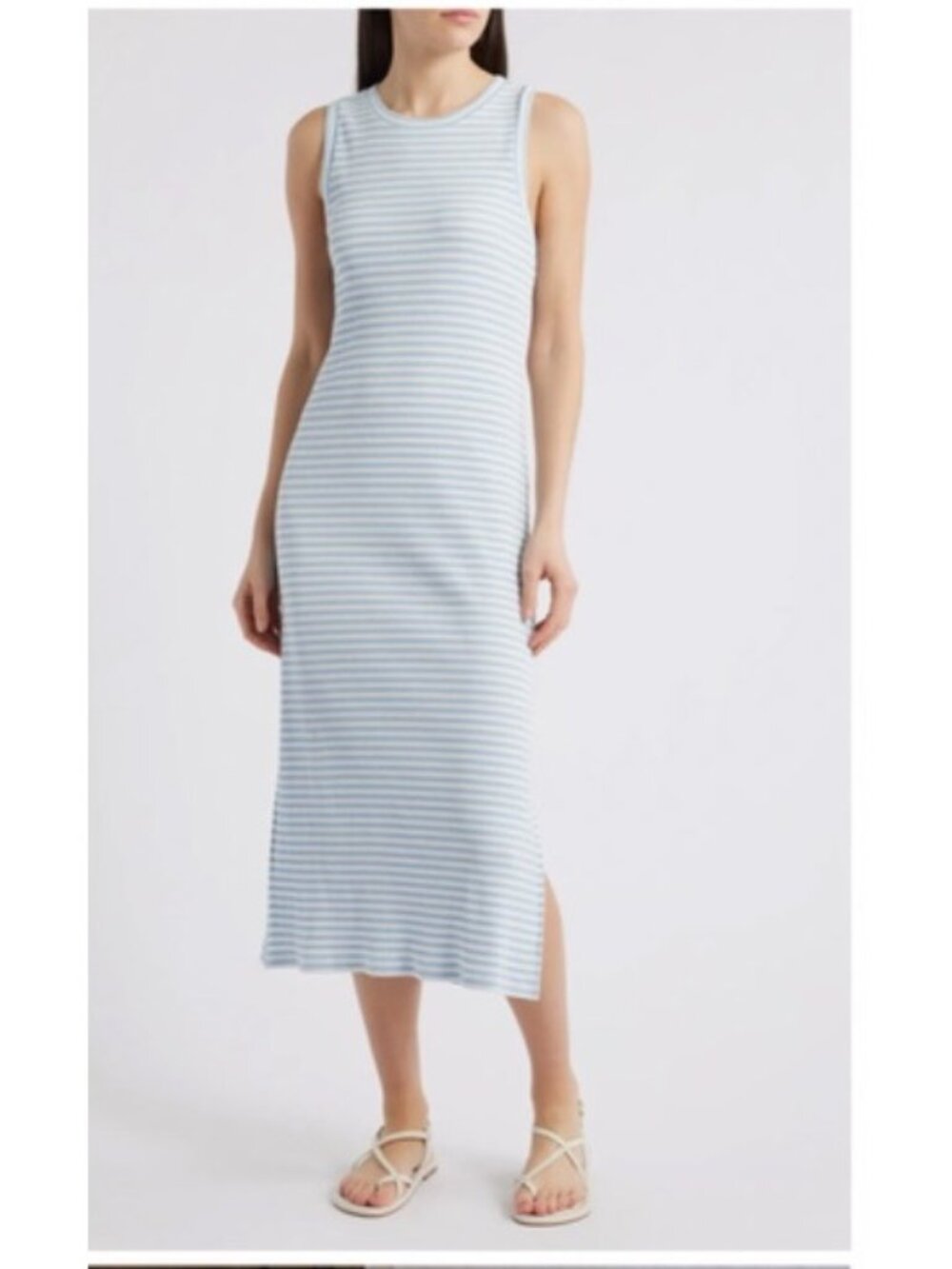 Rails VGUC Chambary & White Striped Ribbed Sleeveless Midi Dress in Size Small - Picture 2 of 12